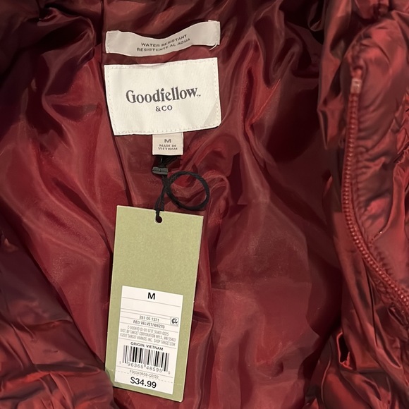 LADIES GOODFELLOW & CO PUFFER JACKET RED VELVET IRIDESCENT SZ MED NWT - Picture 2 of 5